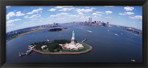 Framed Bird&#39;s Eye View of the Statue of Liberty Print