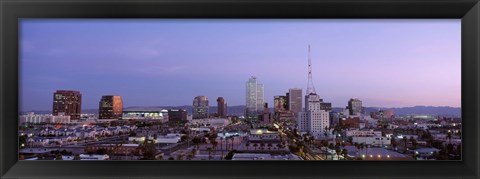 Framed Aerial View Of The City At Dusk, Phoenix, Arizona, USA Print