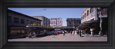 Framed Group of people in a market, Pike Place Market, Seattle, Washington State, USA Print