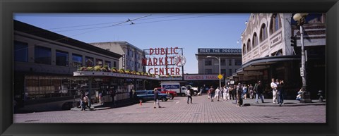 Framed Group of people in a market, Pike Place Market, Seattle, Washington State, USA Print