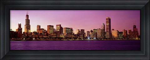 Framed Skyline At Sunset, Chicago, Illinois, USA Print