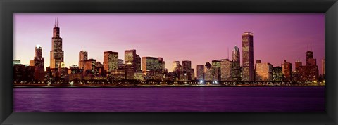 Framed Skyline At Sunset, Chicago, Illinois, USA Print