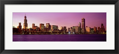 Framed Skyline At Sunset, Chicago, Illinois, USA Print