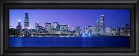 Framed Bright Blue View of Chicago from the Water Print