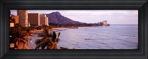 Framed Waikiki Beach, Oahu, Hawaii Print