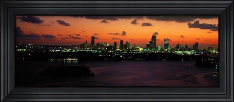 Framed Miami at night, Florida Print