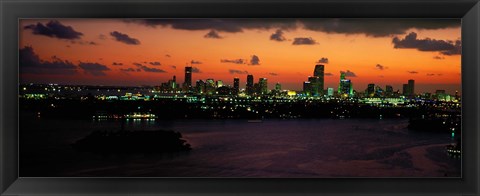 Framed Miami at night, Florida Print