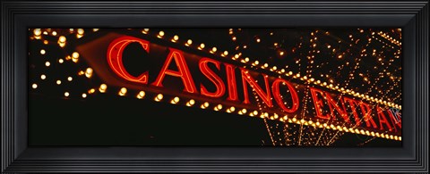 Framed Low angle view of neon sign, Las Vegas, Nevada, USA Print