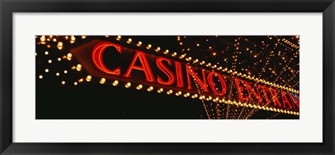 Framed Low angle view of neon sign, Las Vegas, Nevada, USA Print