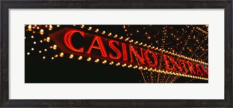 Framed Low angle view of neon sign, Las Vegas, Nevada, USA Print