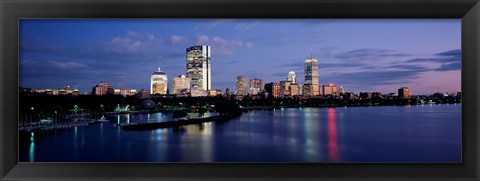 Framed Buildings On The Waterfront At Dusk, Boston, Massachusetts, USA Print