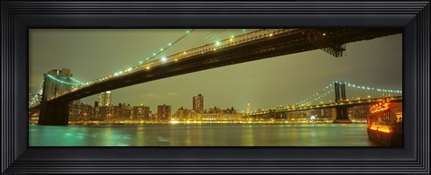 Framed USA, New York, Brooklyn and Manhattan Bridges Print