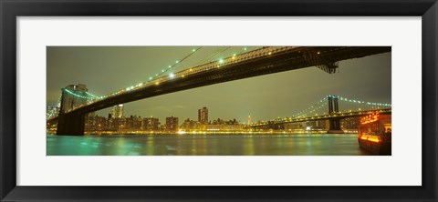 Framed USA, New York, Brooklyn and Manhattan Bridges Print