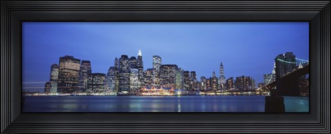 Framed New York Ciry at Night with Bright Blue Sky Print