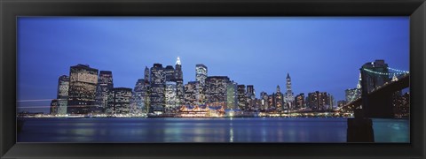 Framed New York Ciry at Night with Bright Blue Sky Print