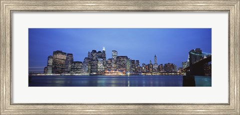 Framed New York Ciry at Night with Bright Blue Sky Print