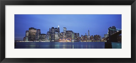 Framed New York Ciry at Night with Bright Blue Sky Print