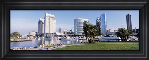 Framed Panoramic View Of Marina Park And City Skyline, San Diego, California, USA Print