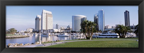 Framed Panoramic View Of Marina Park And City Skyline, San Diego, California, USA Print