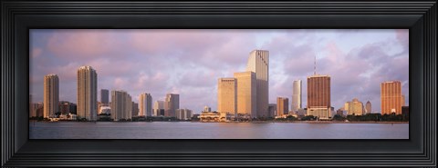 Framed Waterfront And Skyline At Dusk, Miami, Florida, USA Print