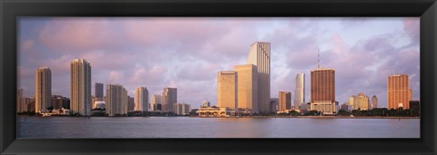Framed Waterfront And Skyline At Dusk, Miami, Florida, USA Print