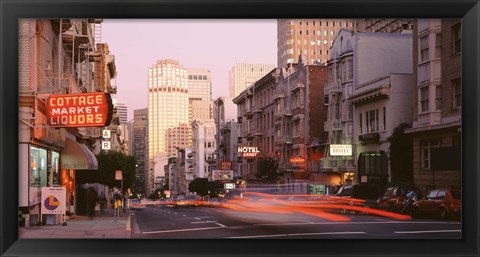 Framed USA, California, San Francisco, Evening Traffic Print