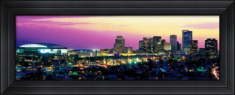 Framed Phoenix Skyline at Night Print