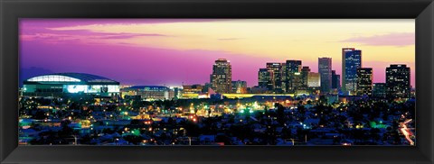 Framed Phoenix Skyline at Night Print