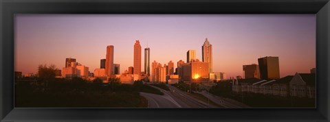 Framed Sun reflecting off skyscrapers in Atlanta, Georgia, USA Print