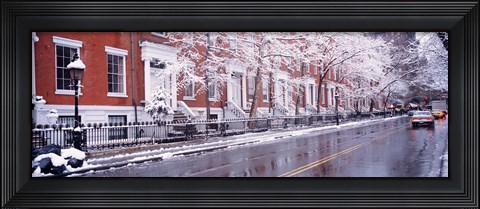 Framed Winter, Snow In Washington Square, NYC, New York City, New York State, USA Print