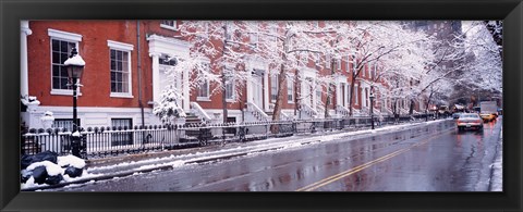 Framed Winter, Snow In Washington Square, NYC, New York City, New York State, USA Print