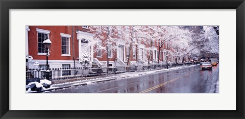 Framed Winter, Snow In Washington Square, NYC, New York City, New York State, USA Print