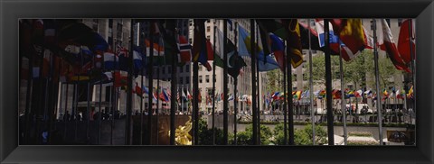 Framed Flags in a row, Rockefeller Plaza, Manhattan, New York City, New York State, USA Print