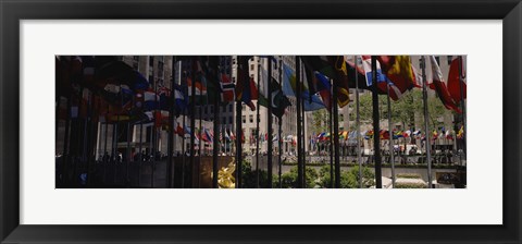 Framed Flags in a row, Rockefeller Plaza, Manhattan, New York City, New York State, USA Print