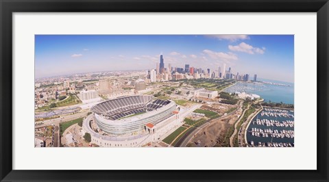 Framed Aerial view of a stadium, Soldier Field, Chicago, Illinois Print