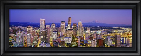 Framed Seattle Lit up, Washington State Print