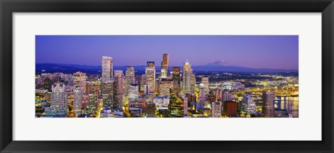 Framed Seattle Lit up, Washington State Print