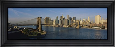 Framed Bridge Across A River, Brooklyn Bridge, NYC, New York City, New York State, USA Print