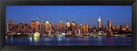 Framed Panoramic View of New York City from the Water at Night Print