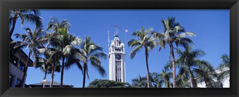 Framed Low angle view of a tower, Aloha Tower, Oahu, Honolulu, Hawaii, USA Print