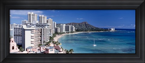 Framed Buildings at the waterfront, Waikiki Beach, Honolulu, Oahu, Maui, Hawaii, USA Print