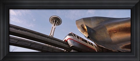 Framed Low Angle View Of The Monorail And Space Needle, Seattle, Washington State, USA Print
