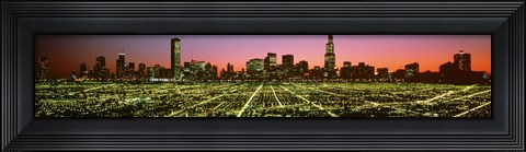 Framed USA, Illinois, Chicago, High angle view of the city at night Print