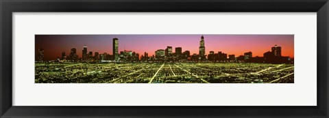 Framed USA, Illinois, Chicago, High angle view of the city at night Print