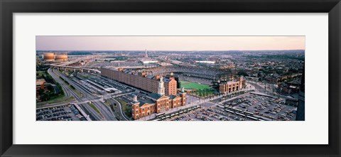 Framed Aerial view of a baseball field, Baltimore, Maryland, USA Print