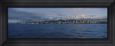 Framed Honolulu skyline on a cloudy day, Hawaii Print