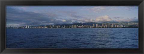 Framed Honolulu skyline on a cloudy day, Hawaii Print