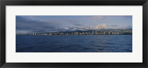 Framed Honolulu skyline on a cloudy day, Hawaii Print