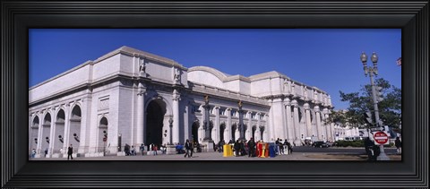 Framed USA, Washington DC, Tourists walking in front of Union Station Print
