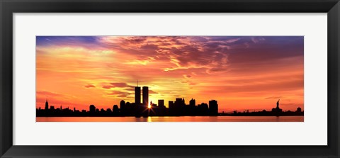 Framed US, New York City, skyline, sunrise Print